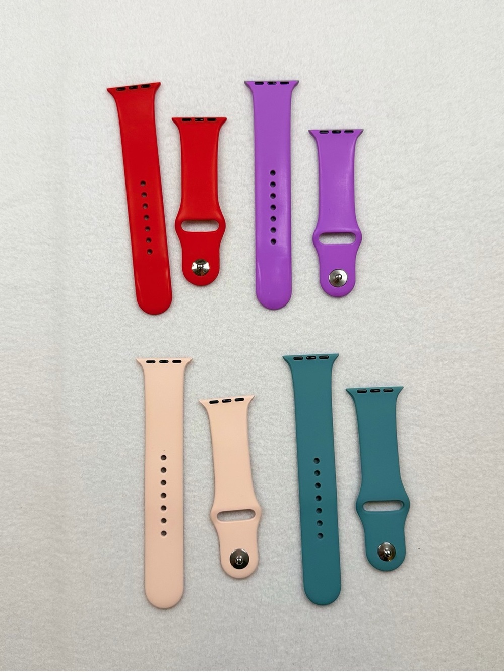 4 silicone watch bands- red, purple, pink and teal